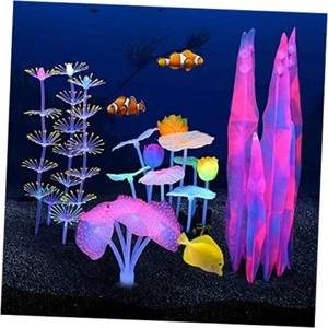 Glowing Fish Tank Decorations Plants, 4 pcs Glow Aquarium Decorations, Glowing - Picture 1 of 7