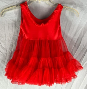 Tricot 3-4 vintage Lady Lovely deslizamiento completo vibrante rojo gasa volantes NYLON SEDOSO 3-4 - Imagen 1 de 5