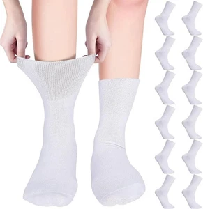 Ladies Non Elastic Bamboo Diabetic Socks 6 Pair Non binding Socks - Picture 1 of 8