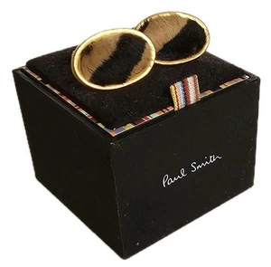 Paul Smith Cufflinks Antique Gold Oval Velvet Zebra Hide Design Boxed Rrp £139 - Picture 1 of 10