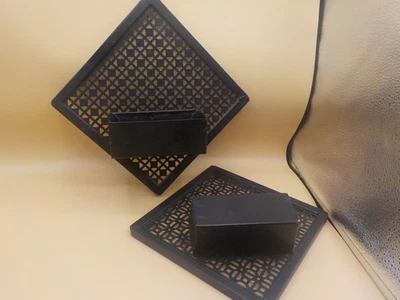 2 poquetas de pared MCM vintage de malla metálica negra de mediados de siglo modernas retro de los años 50 Foto 1 de 4