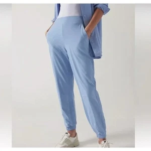 Jogger foderato Athleta Brooklyn taglia 8 blu airone alto da viaggio - Foto 1 di 12