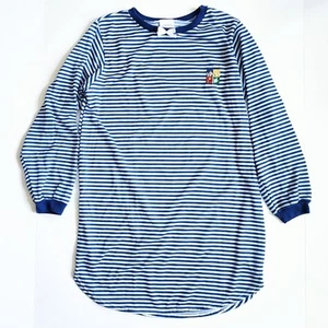 Carter's Vintage 1990s Blue & White Stripe Teddy Bear Nightgown Size L 8/10 - Picture 1 of 6