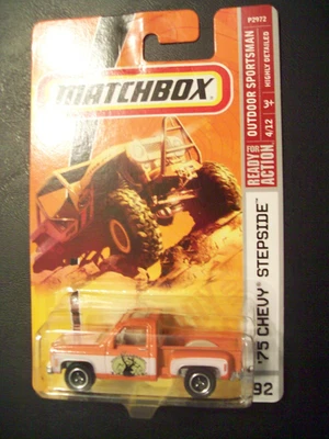 Camioneta Chevy Stepside 1975 Matchbox escala 1:64, de 2008, naranja, 4/12, #92 Foto 1 de 3