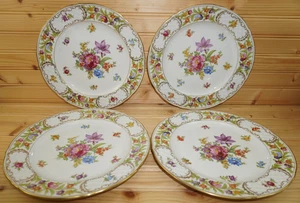 Schumann Empress Dresden Flowers Vintage (4) Dinner Plates, 10" (Lot A) (B30) - Picture 1 of 9
