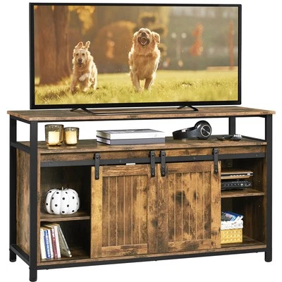 Farmhouse TV Stand Entertainment Center w/Sliding Barn Doors for 55/65 Inch TVs - Image 1 of 4
