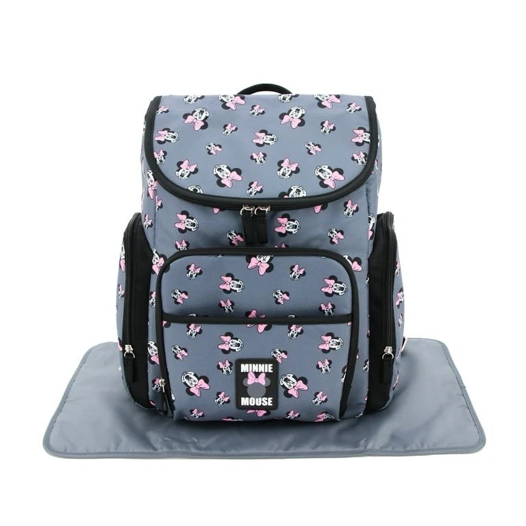 迪士尼宝宝米妮老鼠尿布袋背包可调节肩带灰色 — 第 1/4 张图片