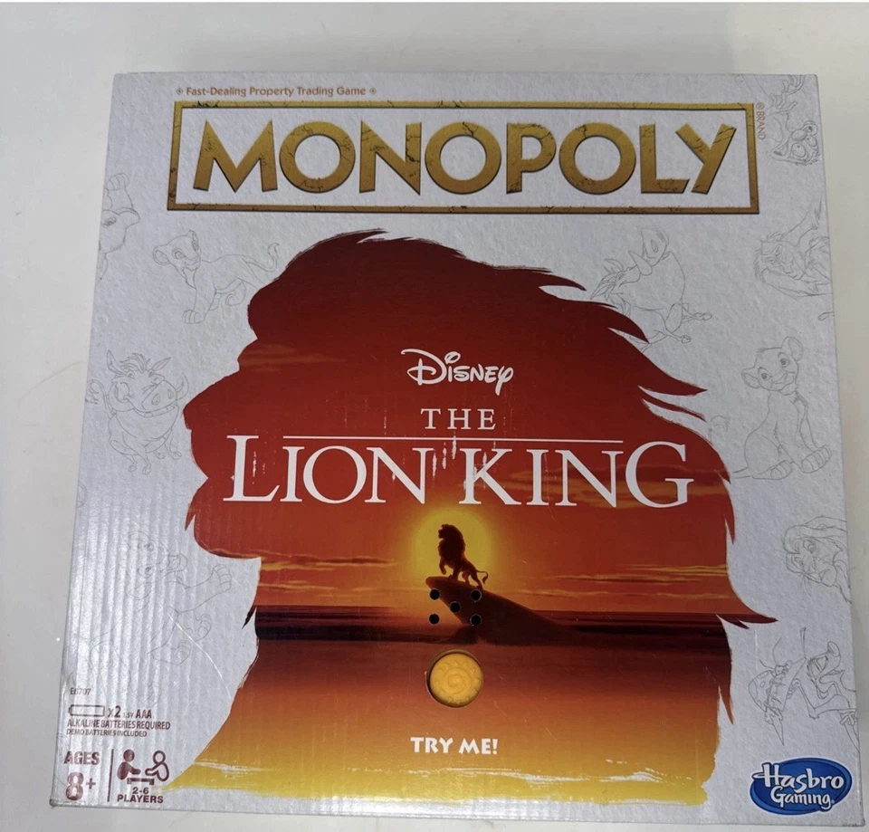 МОНОПОЛИЯ Король Лев издание Disney семьи настольная игра новый полный звук работает - Изображение 1 из 1