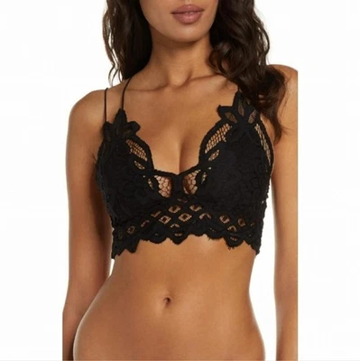 Free People Adella Crochet Lace Bralette Size M Black - Image 1 of 4