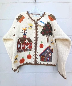Tolle Belle Pointe Handstrick-Cardigan mit durchgehendem Reißverschluss Herbst Größe Medium neu mit Etikett - Bild 1 von 14