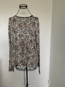Animal Print Top Lightweight Cream Black Brown Size 24 - Picture 1 of 10