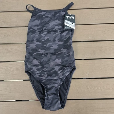TYR Women  Diamond Black Camo Diamondfit One Piece Swimsuit  30 New - Image 1 of 3