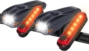 Juego de luces recargables para bicicleta - Luces delanteras y traseras para bicicleta LED impermeables 2 piezas - Imagen 1 de 8