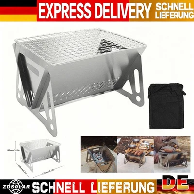 Mini-Grill Outdoor Camping Grillen-Edelstahl Grillen Campinggrill Survival-Kohle - Bild 1 von 4