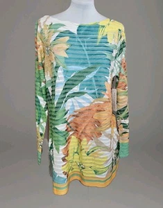 Soft Surroundings Multicolor Floral Textured Knit Long Sleeve Tunic Wmns Lg Nwt - Picture 1 of 15