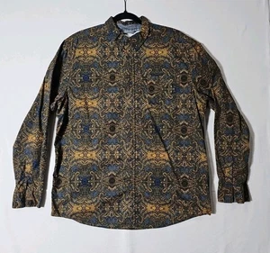 Camicia Cody James uomo XL blu marrone bottoni western cowboy paisley rodeo - Foto 1 di 13