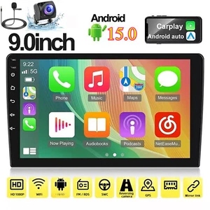 9" Double DIN Carplay Android15 Car Stereo Radio GPS WIFI USB Touch Screen 2+32G - Picture 1 of 8