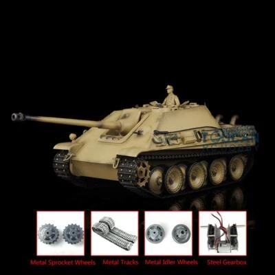 Heng Long 7.0 3869 German Jadpanther RTR 1/16 RC Tank Metal Tracks Wheels Yellow - Image 1 of 4