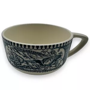 Vintage Horse & Carriage Blue Royal Currier & Ives China Coffee Tea Cups - Picture 1 of 4