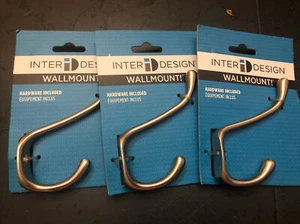 Set Of 3 NEW Interdesign Nickle Wall Mount Hook 95120 - Picture 1 of 3