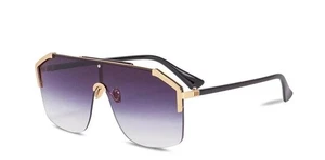 Men's Sunglasses Designer Gold Frame Metal  One Piece Lens Top Shades Fashion - Picture 1 of 38