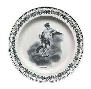Creil Creamware Plate Mercure Mercury 19th Century - Picture 1 of 5
