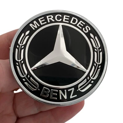 Front Hood Emblem BLACK Star For Mercedes C180 C200 C250 C300 C350e C400 C43 C63 - Image 1 of 3