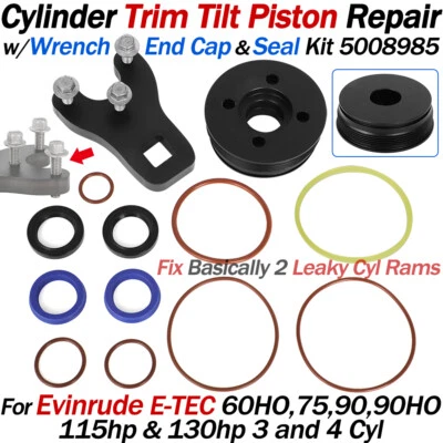 For Evinrude ETEC 75-130hp Trim Tilt Seal Kit w/ End Cap, Wrench 2005-19 5008985 - Image 1 of 4