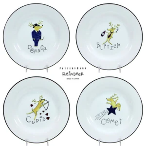 Pottery Barn REINDEER 8.5" Dessert Salad Plate Set 4 Christmas Japan Porcelain - Picture 1 of 19