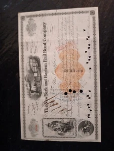1873 The New York & Harlem Rail Road Co stock certificate Vanderbilt Autograph - Picture 1 of 7