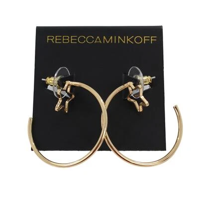 Rebecca Minkoff Gold Hoop Star Earrings $38 Tags #RM023 - Image 1 of 4