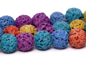 6MM Natural Rainbow Volcanic Lava Gemstone Beads Grade AB Round Loose Beads 15" - Picture 1 of 4