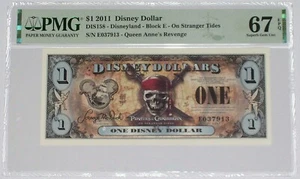 2011 $1 Disney Dollar Pirate's of the Caribbean PMG 67 EPQ Block E - Picture 1 of 2