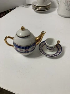 IMPERIAL PORCELAIN MINI TEA SET GOLD TRIMMED PINK ROSES. - Picture 1 of 8