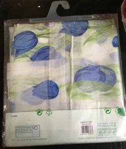 Tenda tessuto devorè 140x300 cm con passanti Tendone casa con fiori Hellen Blu - Foto 1 di 3