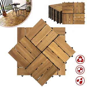 Terrassenfliesen Balkonfliese Akazie Holzfliese Rutschfest Klickfliesen 30x30 cm - Bild 1 von 11