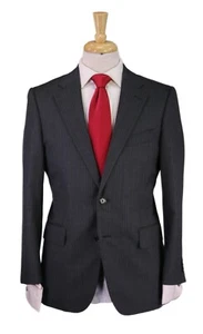 Paul Stuart Japan Charcoal Gray w/ Blue Stripes 2-Btn Wool Suit 38S - Picture 1 of 9