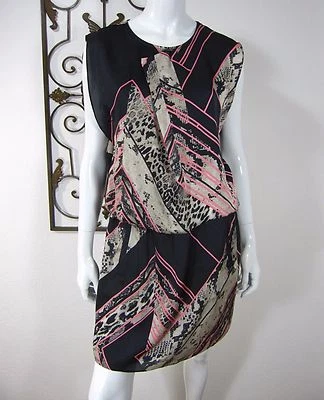 VESTIDO KENNETH COLE SIN MANGAS TALLA 6 NEGRO GRIS CUELLO REDONDO 204 Foto 1 de 4