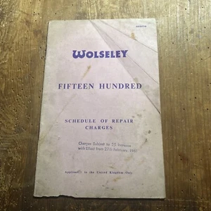 Wolseley 1500 original official schedule of repair charges ref.AKD771B 1960 - Picture 1 of 6
