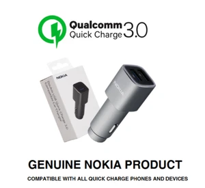 Genuine Nokia DC-801 Dual USB Qualcomm 3.0 / 4.8A Quick Car Charger 12V / 24V - Picture 1 of 4