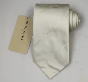 NEW Burberry BEIGE Check Mans 100% Silk Tie Authentic Italy Made 3.5" 035073 - Picture 1 of 4