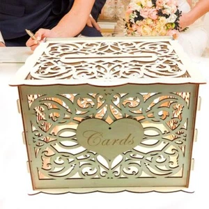 Wooden Wedding Gifts Card Boxes With Lock Envelope Sign Cards Wood Box AU - Picture 1 of 14