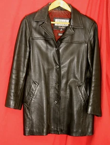 Pelle Studio Wilsons Heavy Leather Quilt Line Women M Black 4 Button Jacket Coat - Picture 1 of 14