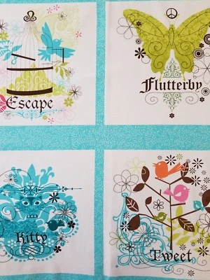 Michael Miller Escape Panel 棉织物 猫鸟笼 蝴蝶 BTP — 第 1/4 张图片