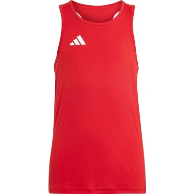 adidas Adizero Essentials Kids Running Vest Breathable Sports Singlet Youth Red - Image 1 of 3