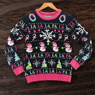Suéter No Boundaires Juniors Navidad Fa La La Rosa Muñeco de Nieve Pullover Talla Grande Foto 1 de 4