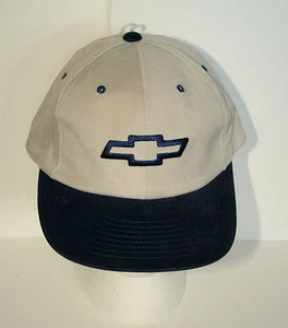 GM Chevrolet Chevy Bowtie Tan / Blue Baseball Cap Hat New OSFM Sample - Picture 1 of 3