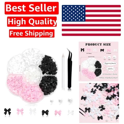 Versátiles dijes de uñas con lazo de 300 piezas y perlas planas para un diseño de uñas impresionante Foto 1 de 4