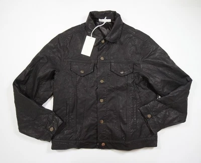 Mnml Jacket Mens Large Black Faux Leather Trucker Snap Button Outdoors NEW - Image 1 of 4