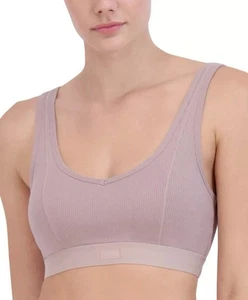 Steve Madden Damen Ripp Stretch Bralette Sport BH Hellbraun Large - Bild 1 von 8